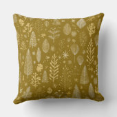 Golden Autumn Christmas Botanical Pattern クッション (裏面)