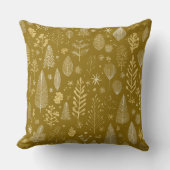 Golden Autumn Christmas Botanical Pattern クッション (正面)