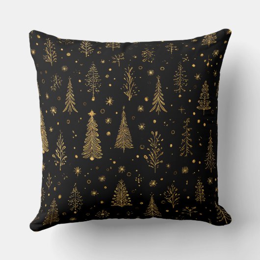 Golden Autumn Christmas Botanical Pattern (2) クッション (裏面)