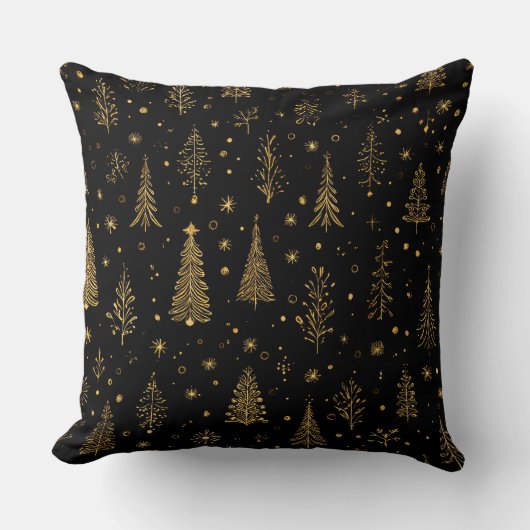 Golden Autumn Christmas Botanical Pattern (2) クッション (正面)