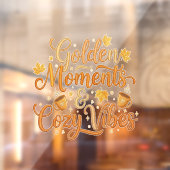 Golden Autumn Dreams Cozy Forest Scene ウィンドウサイン (シート2)