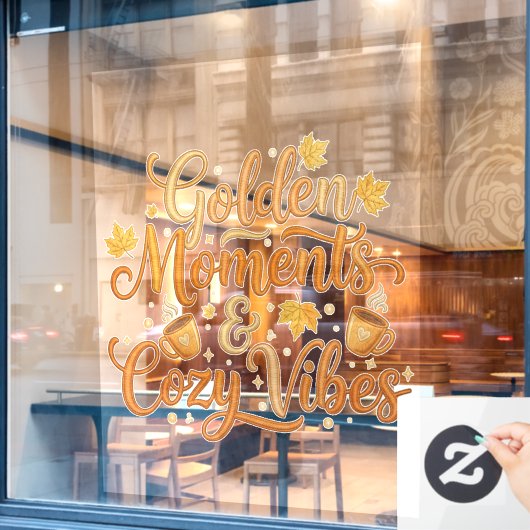 Golden Autumn Dreams Cozy Forest Scene ウィンドウサイン (カフェ窓)