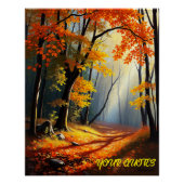Golden Autumn Forest Path ポスター (正面)