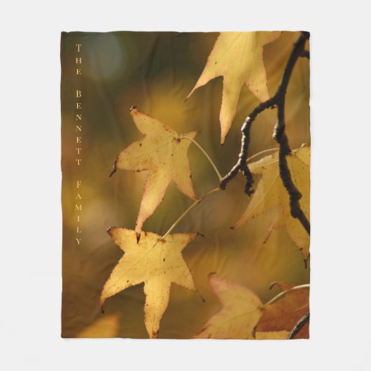 Golden Autumn Leaves Christmas Gift フリースブランケット (正面)