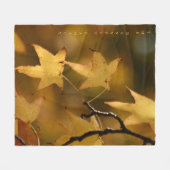 Golden Autumn Leaves Christmas Gift フリースブランケット (正面(横))