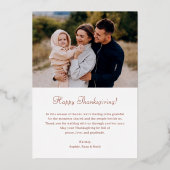 Golden Autumn Thankful Floral Family Photo 箔シーズンカード (裏面)