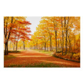 Golden Autumn Tree-lined Path Poster ポスター (正面)