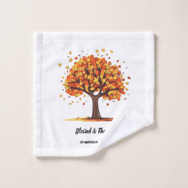 Golden Autumn Trees Happy Thanksgiving Greeting ウォッシュタオル