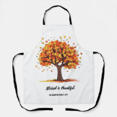 Golden Autumn Trees Happy Thanksgiving Greeting エプロン (正面)