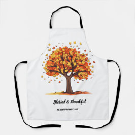 Golden Autumn Trees Happy Thanksgiving Greeting エプロン