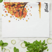 Golden Autumn Trees Happy Thanksgiving Greeting キッチンタオル (折り畳み)