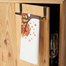 Golden Autumn Trees Happy Thanksgiving Greeting キッチンタオル