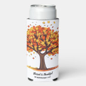 Golden Autumn Trees Happy Thanksgiving Greeting スリム缶クーラー (Seltzer裏面)