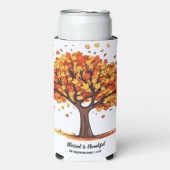 Golden Autumn Trees Happy Thanksgiving Greeting スリム缶クーラー (Seltzer正面)