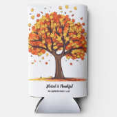 Golden Autumn Trees Happy Thanksgiving Greeting スリム缶クーラー (正面)