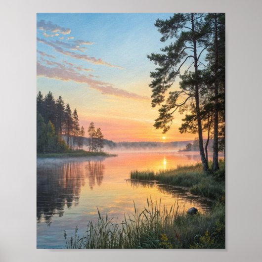 Golden Awakening: A Misty Morning Sunrise Over the ポスター (正面)