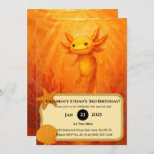 Golden Axolotl in Coral Reef Birthday 招待状 (正面/裏面)