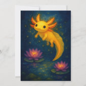 Golden Axolotl Over Lotus Pond Birthday  招待状 (裏面)