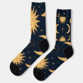 Golden Balance, Sun & Moon Celestial Pattern ソックス (左)