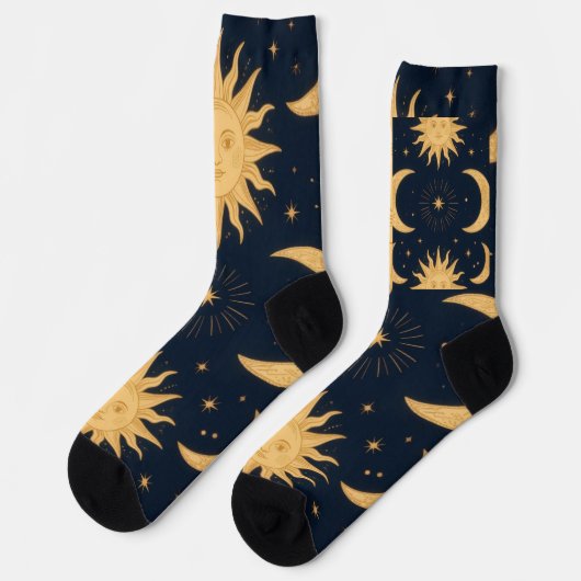 Golden Balance, Sun & Moon Celestial Pattern ソックス (左)