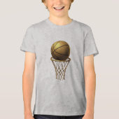 Golden Basketball & Hoop Design トライブレンドＴシャツ (正面)