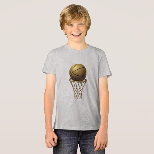Golden Basketball & Hoop Design トライブレンドＴシャツ (正面全面)