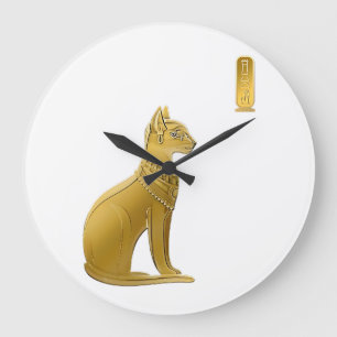 Golden Bastet – エジプトの猫の保護女神 ラージ壁時計
