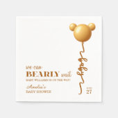 Golden Bear Balloon Neutral Bearly Wait Baby スタンダードカクテルナプキン (正面)