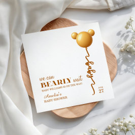 Golden Bear Balloon Neutral Bearly Wait Baby スタンダードカクテルナプキン