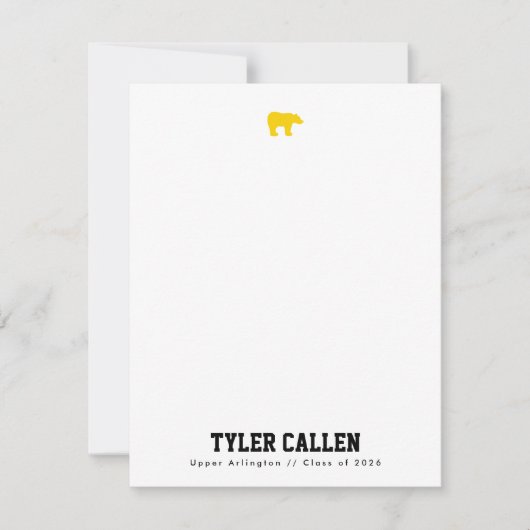 Golden Bear Varsity Notecard with Yellow Backer 招待状 (正面)