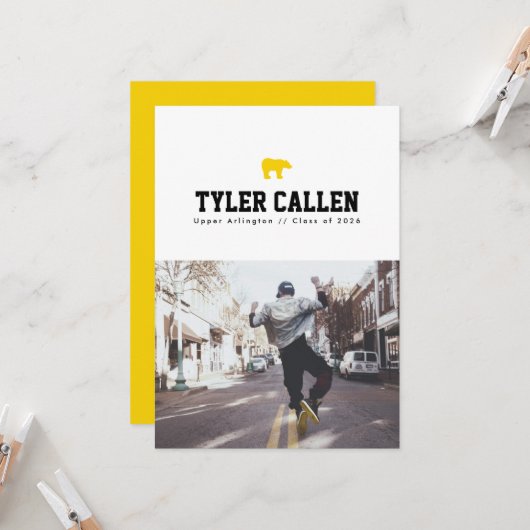 Golden Bear Varsity Text-only Backer 招待状 (正面/裏面インサイチュ)