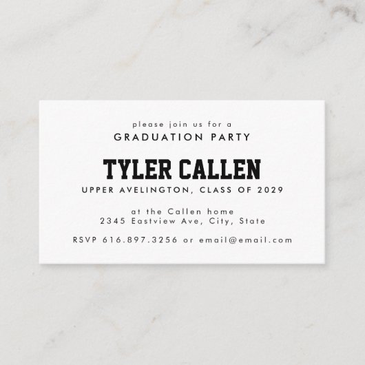 Golden Bear Varsity Text-only Grad Party エンクロージャーカード (正面)