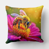 Golden Bee Flower Magic Light Design クッション (裏面)