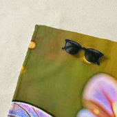 Golden Bee Flower Magic Light Design ビーチタオル (インサイチュ)