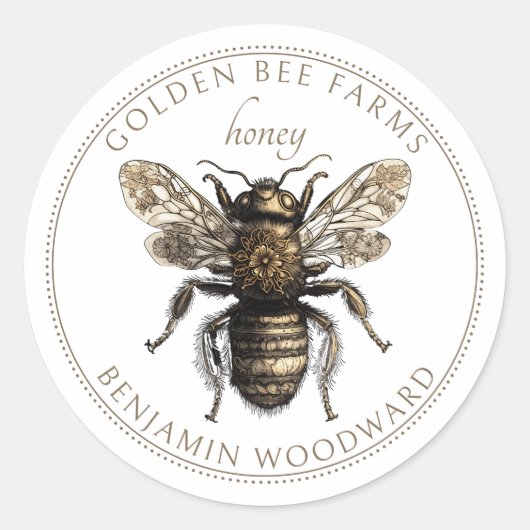 Golden Bee Honey Farms Sticker ラウンドシール (正面)