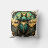 Golden Beetle Emblem Pillow - Embrace Elegance クッション (裏面)