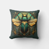 Golden Beetle Emblem Pillow - Embrace Elegance クッション (正面)