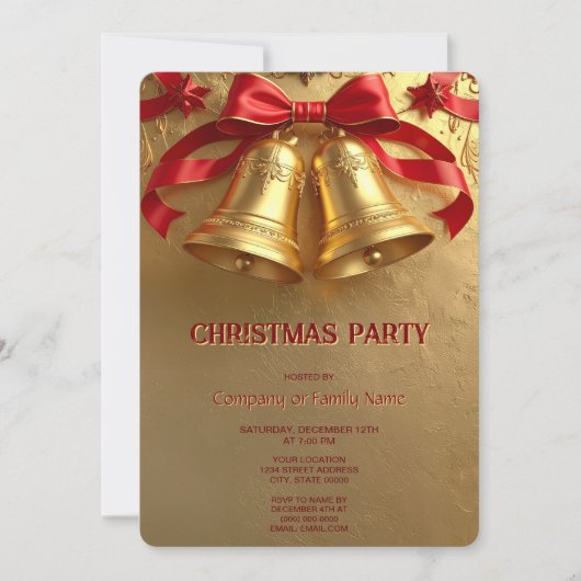 Golden Bells Christmas Holiday Party Invitation 招待状 (正面)