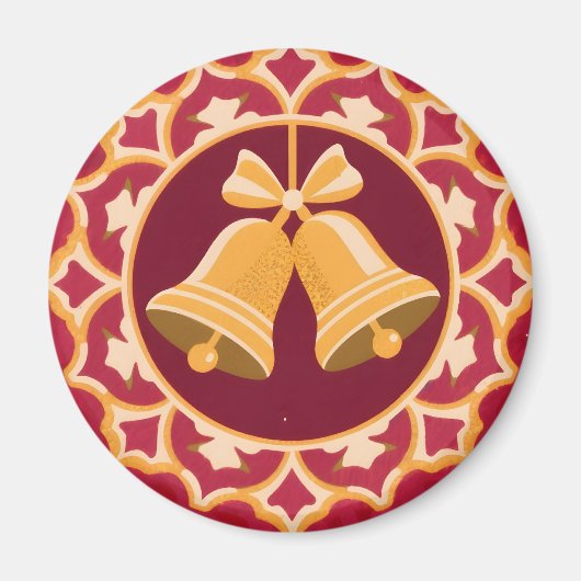 Golden Bells in a Circular Frame マグネット (正面)
