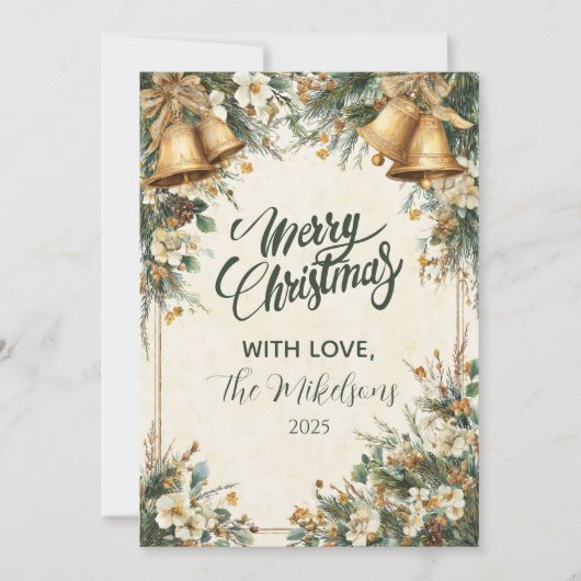 Golden Bells Rustic Christmas シーズンカード (正面)