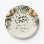 Golden Bells Rustic Christmas ペーパープレート (正面)