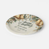 Golden Bells Rustic Christmas ペーパープレート (アングル)