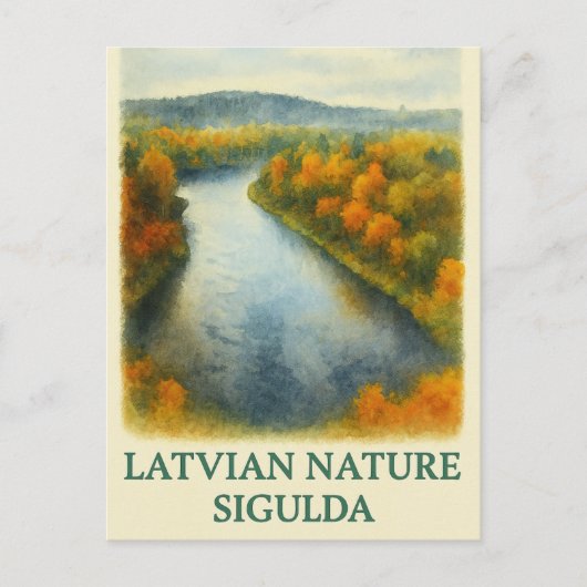 Golden Bend – Autumn in Sigulda ポストカード (正面)