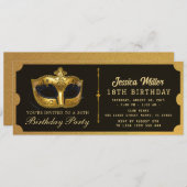 Golden birthday Party Ticket Invitation 招待状 (正面/裏面)