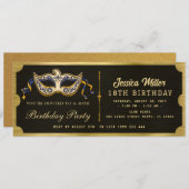 Golden birthday Party Ticket Invitation 招待状 (正面/裏面)