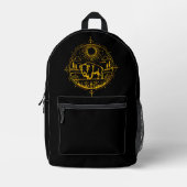 Golden Bison Standing in a Picturesque Landscape プリントバックパック (正面)