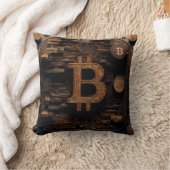 Golden Bitcoin Symbol Cryptocurrency Design クッション (ブランケット)