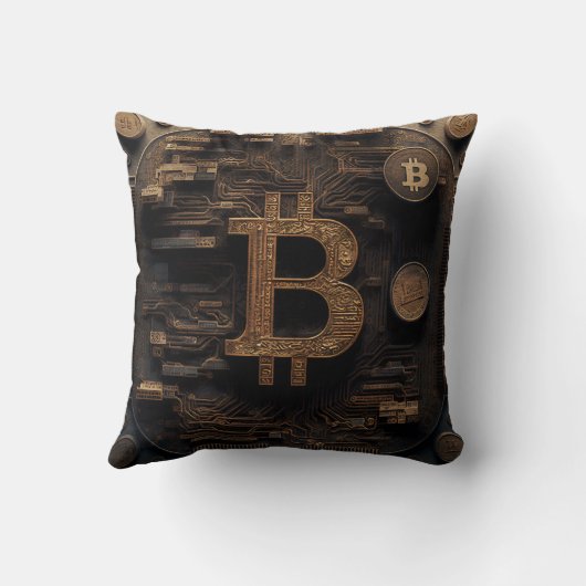 Golden Bitcoin Symbol Cryptocurrency Design クッション (裏面)