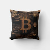 Golden Bitcoin Symbol Cryptocurrency Design クッション (正面)