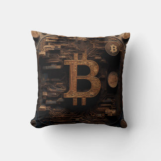 Golden Bitcoin Symbol Cryptocurrency Design クッション